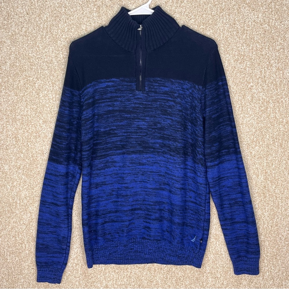 Imperfect Nautica Kids Blue Black Half-Zip Sweater size XL